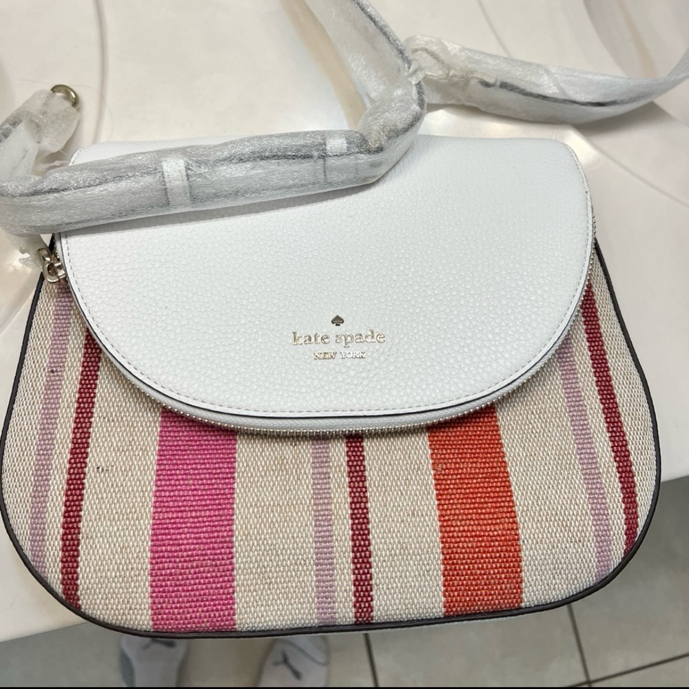 Brand New with Tags!  Kate spade Leila Striped Canvas Shoulder Bag